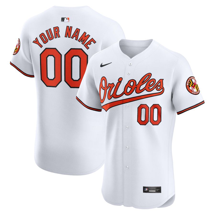 Men Baltimore Orioles Nike White Home Elite Custom MLB Jersey->->Custom Jersey